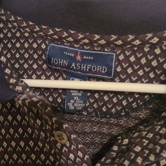 John Ashford Men's Long Sleeve Golf Polo Shirt, Size: XL, Color: Black/Brown - Picture 3 of 7